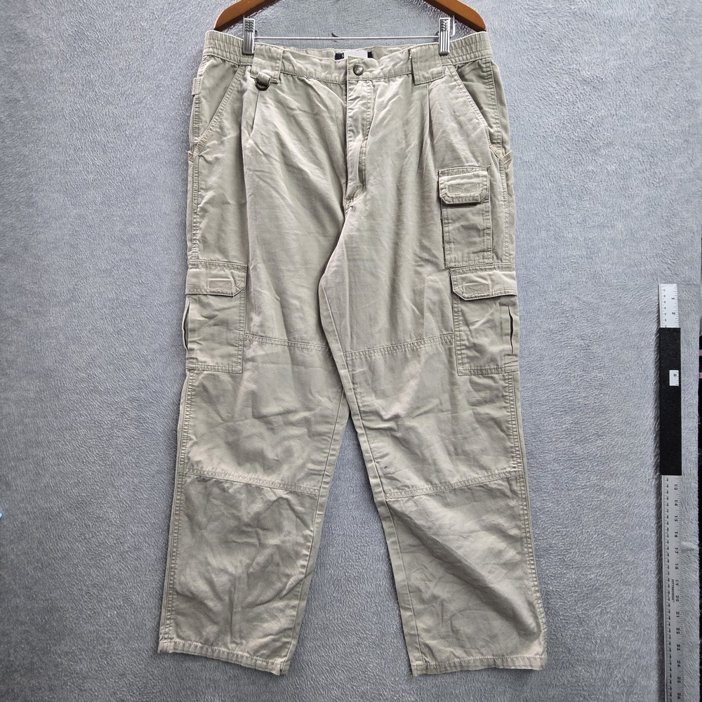 5.11 Tactical Series Men Pants 36x30 Khaki Cargo Canvas Regular 27" Inseam Logo
